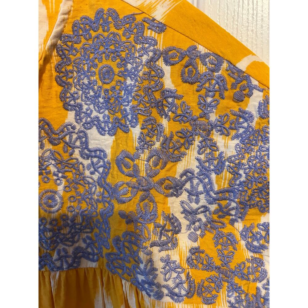 THML Yellow Embroidered Blouse Short Sleeve Boho - Picture 4 of 7